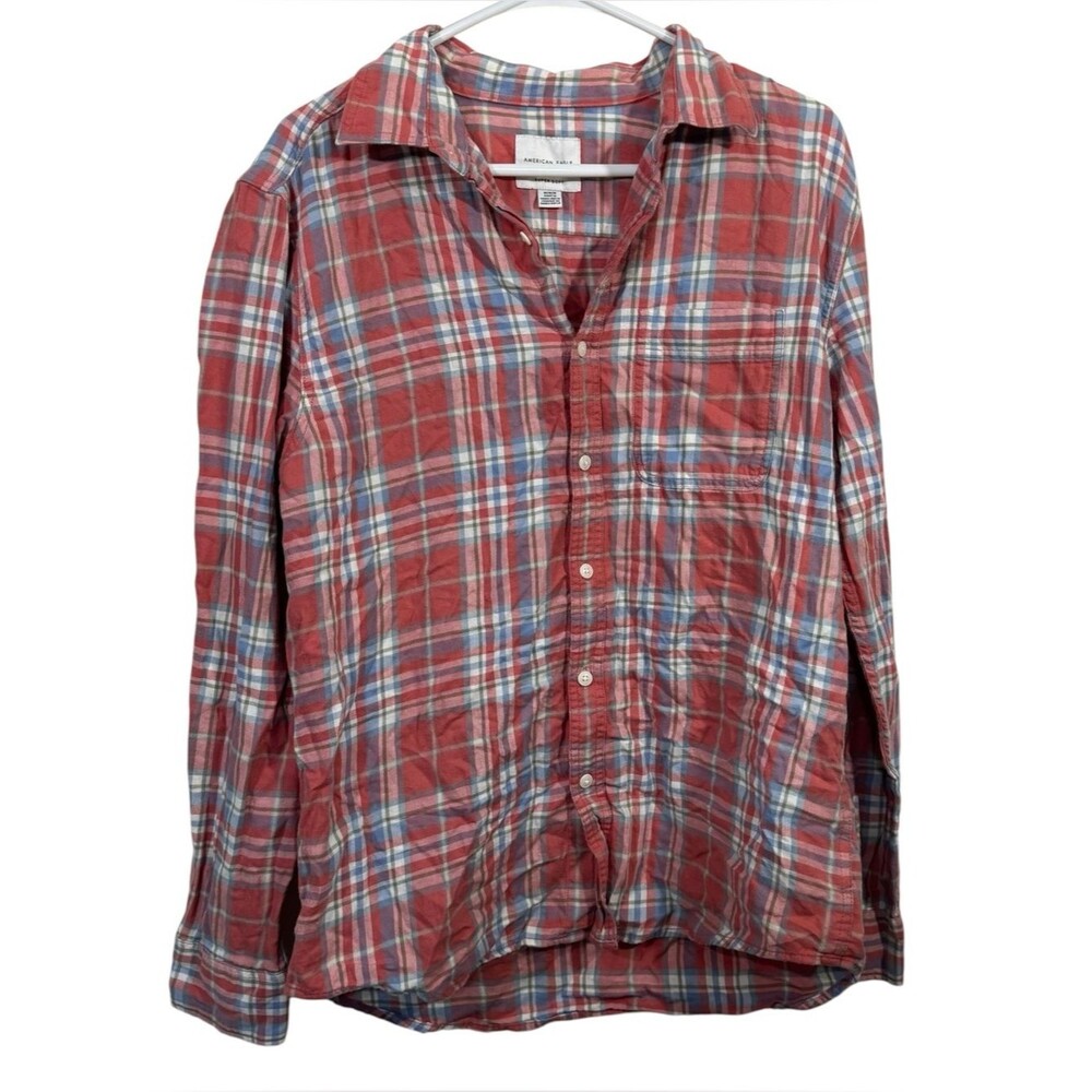 NWOT American Eagle Super Soft Plaid Button Up Cotton Casual Shirt